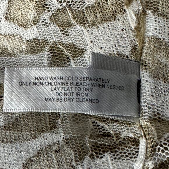 Chico’s One Size Ruana Wrap Neutral Swirl Animal Print Lace Fabric Open Sides - Picture 7 of 8